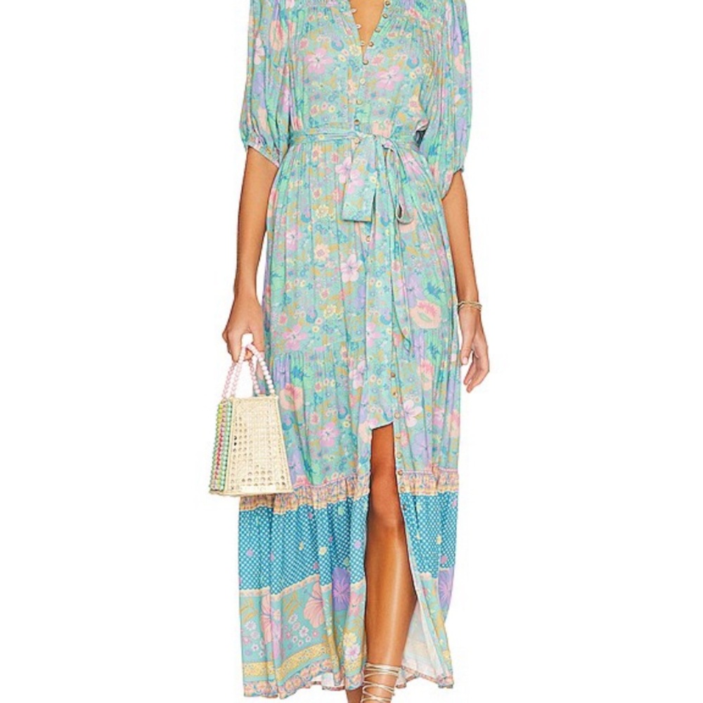 Spell hibiscus lane blue lagoon button through gown